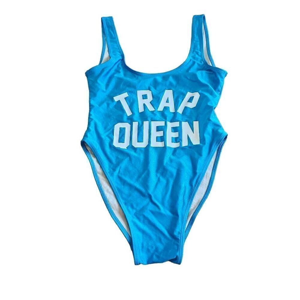 Private party womens Sz M/L  blue one piece swimwear Trap Queen